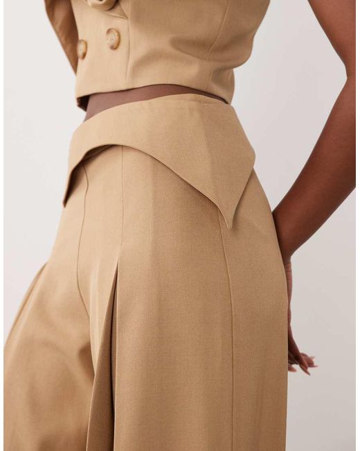 ASOS Natural Co-Ord Tailored Trouser With Waistband Detail