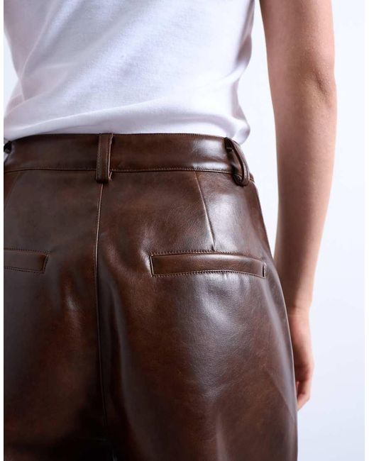 TOPSHOP Multicolor Faux Leather Pleated Straight Leg Pants