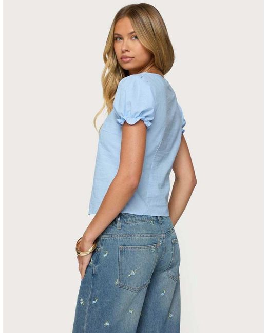 Edikted Blue Dorothea Split Front Top