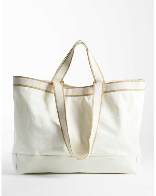 Mango White 100% Cotton Large Tote Bag for men