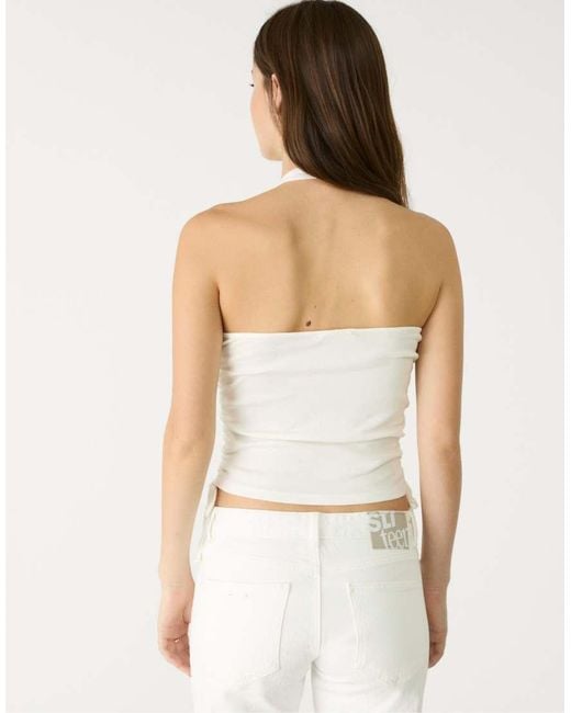 Stradivarius White Dice Print Halter Top