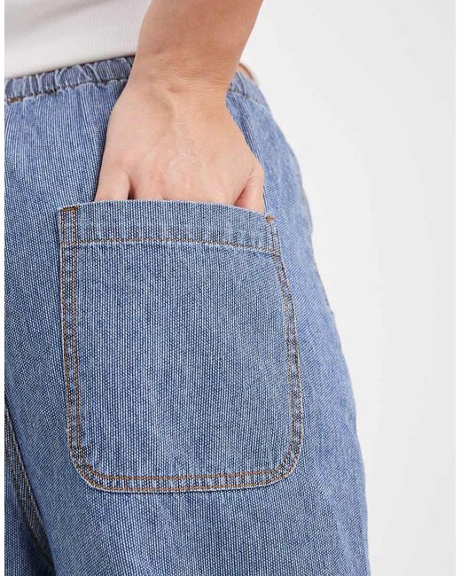 Object Blue Tie Waist Wide Leg Jeans