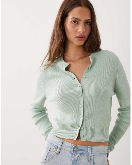 Abercrombie & Fitch Green Knitted Micro Cardigan