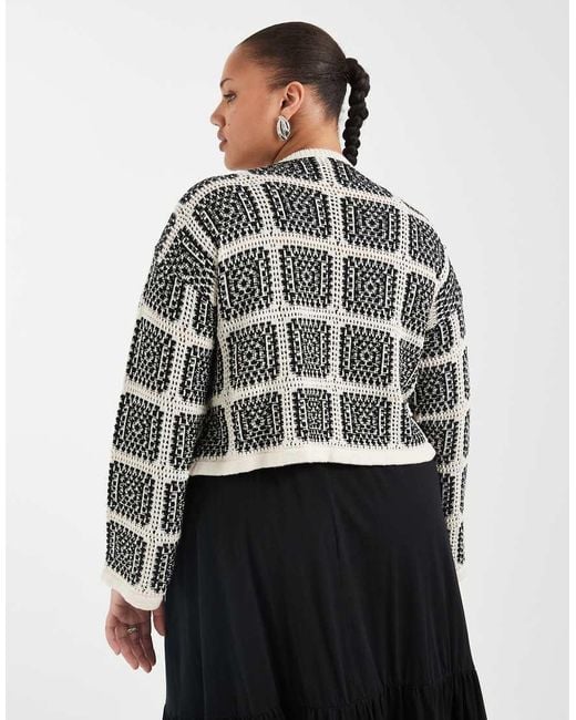 ONLY Black Tie Front Crochet Cardigan