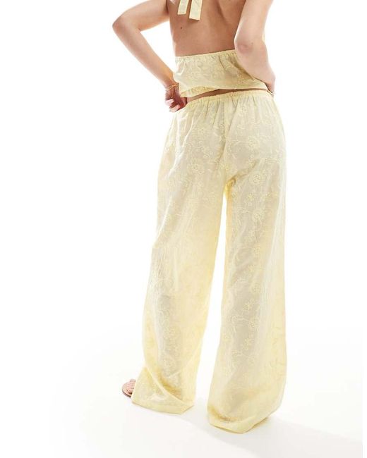 The Frolic Metallic Exclusive Straight Leg Tie Waist Embroidered Beach Trouser Co-ord