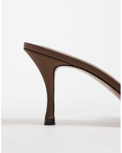 Mango Brown Cross Strap Heeled Mules