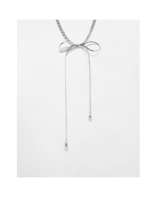 Reclaimed (vintage) White Unisex Drippy Puller Bow Necklace