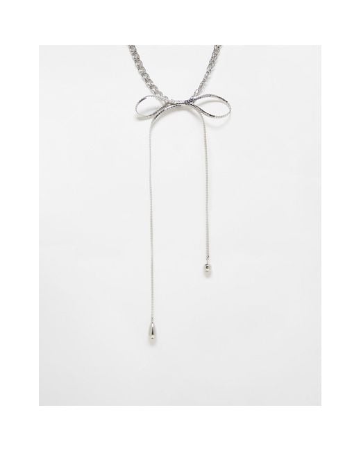 Reclaimed (vintage) White – farbene unisex-halskette mit hängendem schleifenanhänger