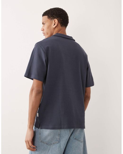 Jack & Jones Blue Split Neck Polo for men