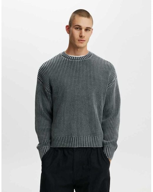 Cotton On Gray Washed Box Fit Crew Knit for men