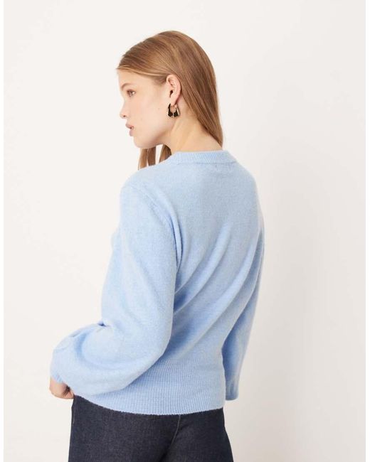 Vila Blue Balloon Sleeve Knitted Jumper