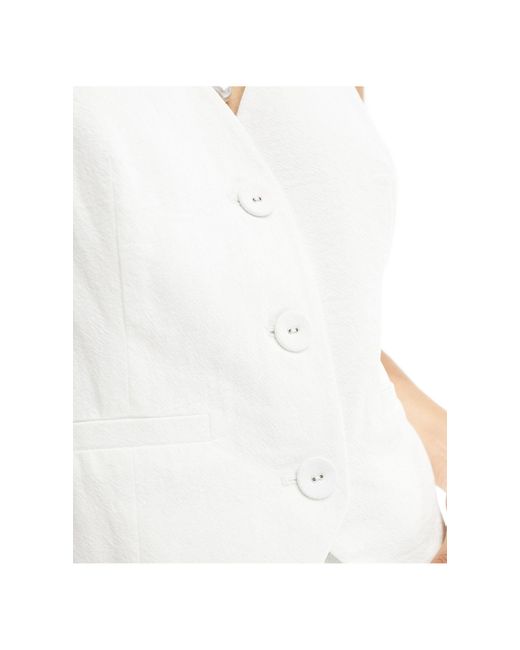 4th & Reckless White Linen Mix Tailored Cross Back Waistcoat