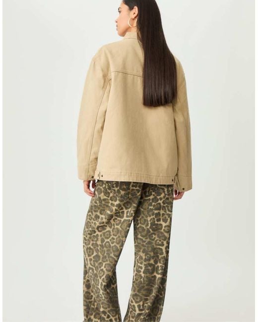 Stradivarius Natural Jacket With Pockets And A Contrast Collar