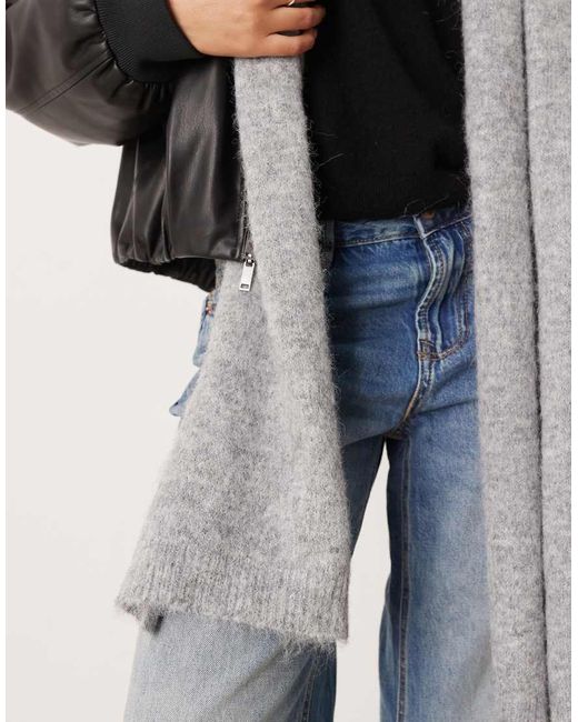 Mango Black Wool Mix Scarf