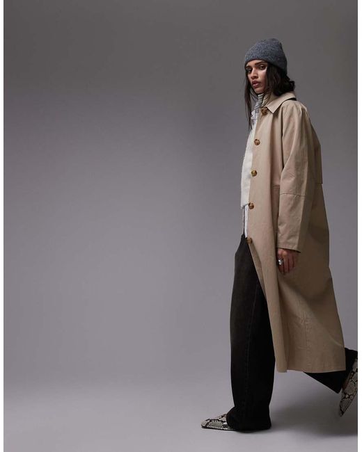 Trench Color Pietra Anni '90 di TOPSHOP in Gray