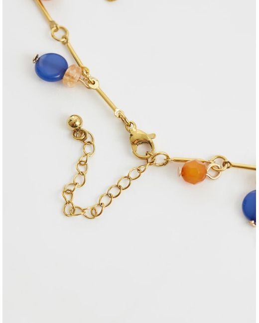 Reclaimed Vintage Metallic Stainless Steel Gem Link Necklace