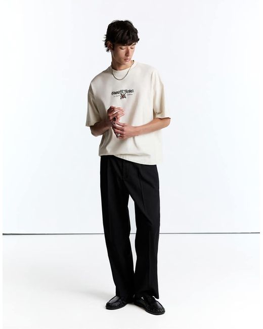 Pull&Bear White Guns N' Roses Relaxed Fit T-shirt for men