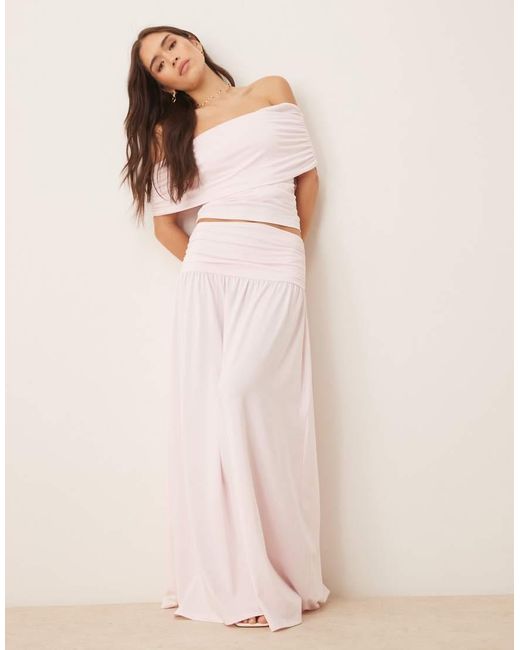ASOS Pink Mix & Match Dropped Waist Ruched Maxi Skirt