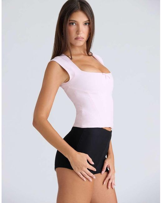 House Of Cb White The Cap Sleeve Corset Top