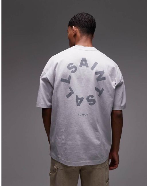 Camiseta Extragrande Tierra De -Negro AllSaints de hombre de color Gray