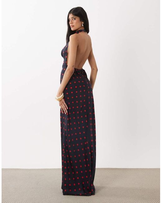 WeWoreWhat Blue Cowl Halter Maxi Dress