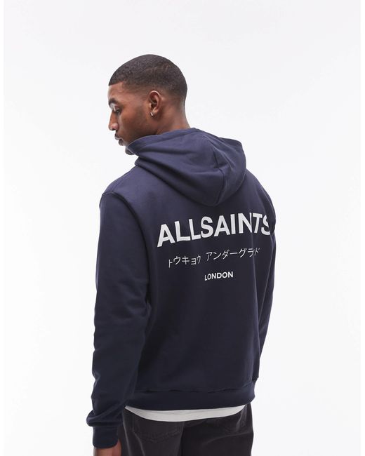 AllSaints Blue Undergroud Oth Hoodie for men