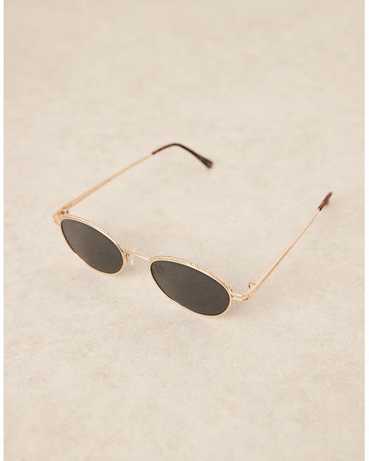 ASOS – runde sonnenbrille mit getönten gläsern und goldenem metallgestell in Black für Herren