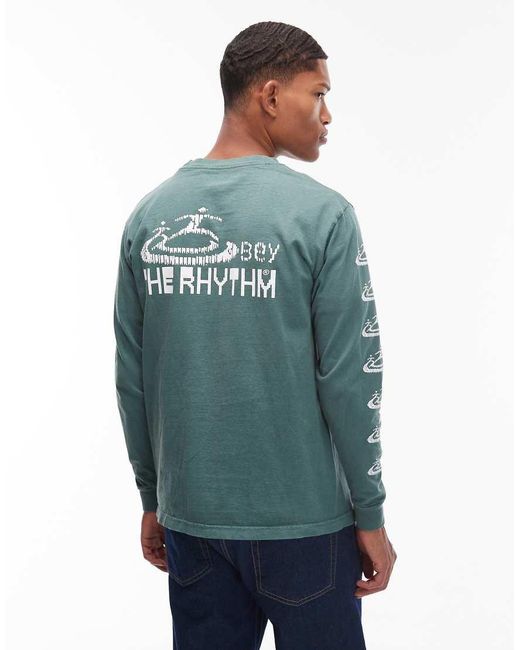Obey Blue The Rhythm Long Sleeve T-shirt With Back Print for men