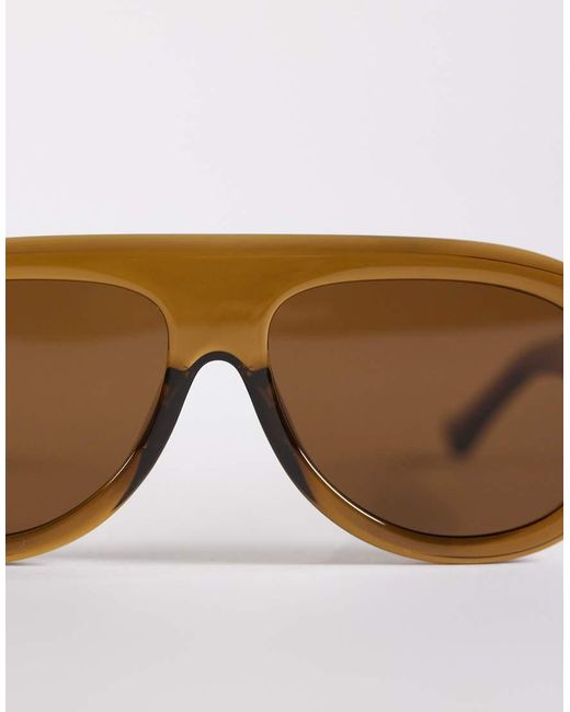 A.Kjærbede Natural Rio Oversized Shield Aviator Sunglasses