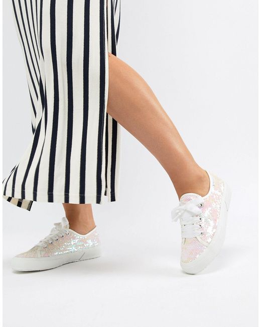 Superga White – 2750 – Schillernde Paillettensneaker