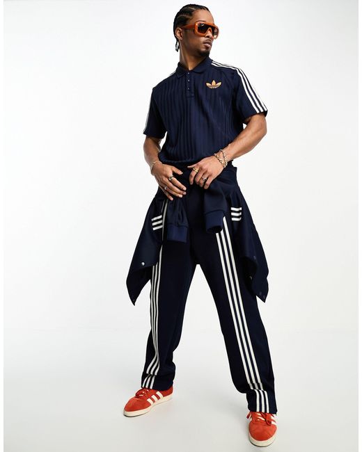 Adidas Originals Adicolor 70's - Polo Met Korte Mouwen En Strepen in het Blue