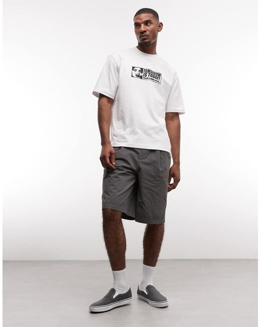 Weekday White Relaxed Fit T-shirt With 'tomorrow' Graphic Print for men