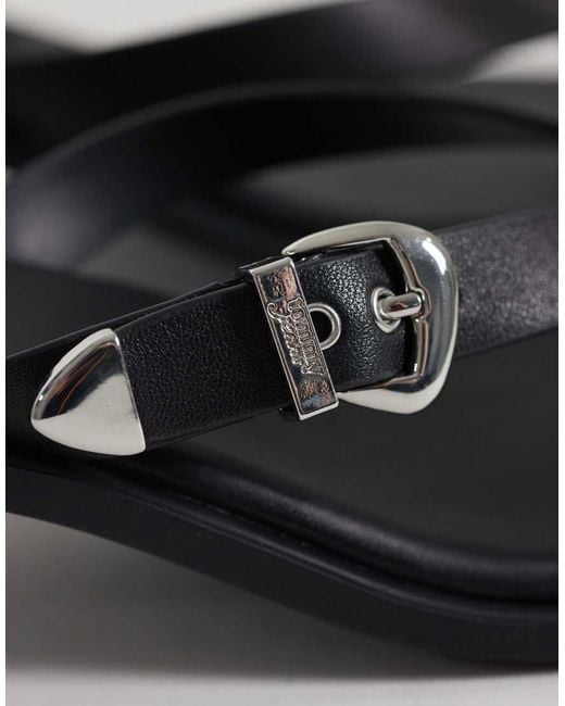Tommy Hilfiger Black Premium Leather Kitten Heel Sandals