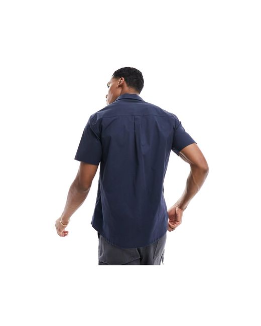 Marshall Artist Blue Pocket Detail Short Sleeve Shirt for men