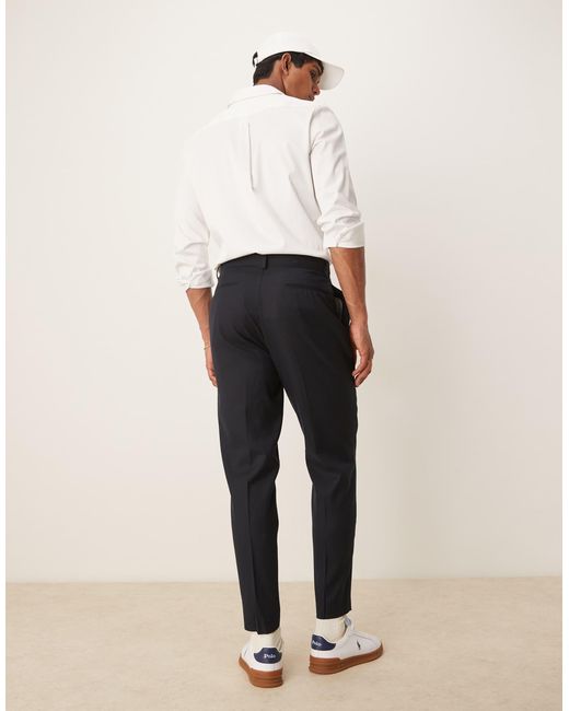 ASOS Natural Smart Tapered Trousers With Front Pleat for men