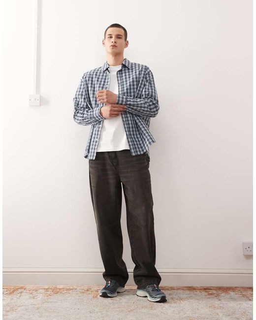 Weekday Blue Oversized Shirt for men