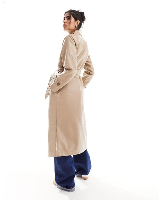 Vero Moda Natural Leather Look Belted Trench Coat