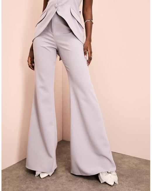 ASOS Natural Tailored Skinny Flared Pants