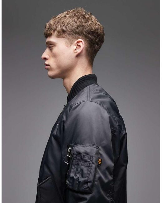 Alpha Industries Gray Bomber Jacket With Logo for men