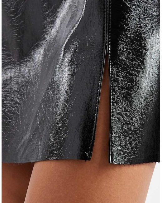 Vero Moda White Vinyl Pu Mini Skirt With Notch Detail