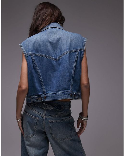 Gilet en jean effet rétréci style années 90 - moyen délavé Levi's en coloris Blue