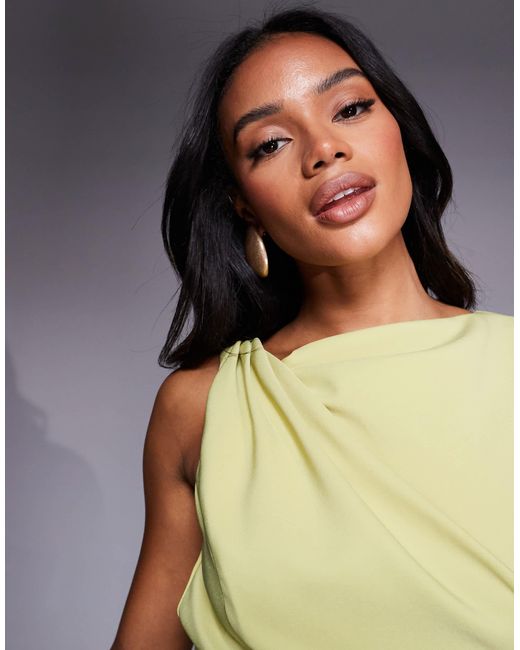 ASOS Metallic Twist Shoulder Draped Jumpsuit
