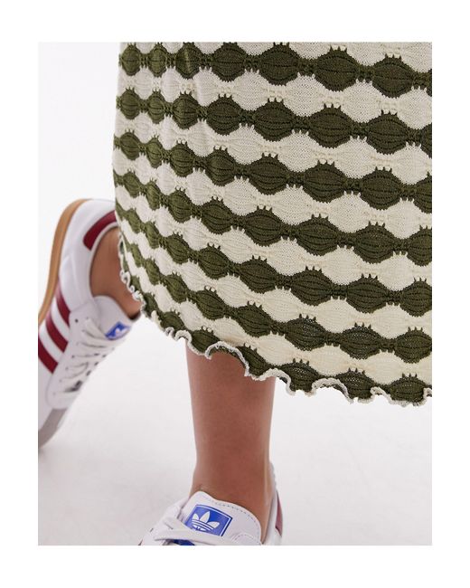 Falda larga recta verde con patrón a rayas TOPSHOP de color White