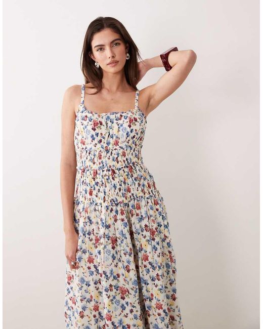 Abercrombie & Fitch Pink Smocked Drop Waist Maxi Dress