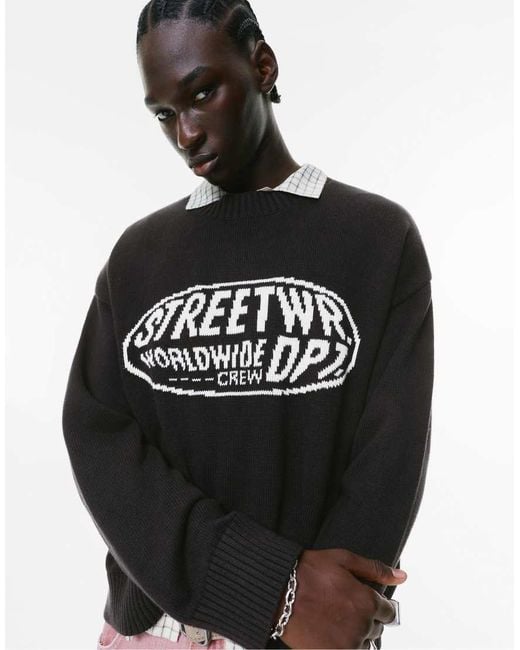 Maglione Con Scritta di Pull&Bear in Black da Uomo