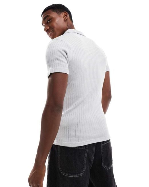 Jack & Jones White Muscle Fit Polo for men