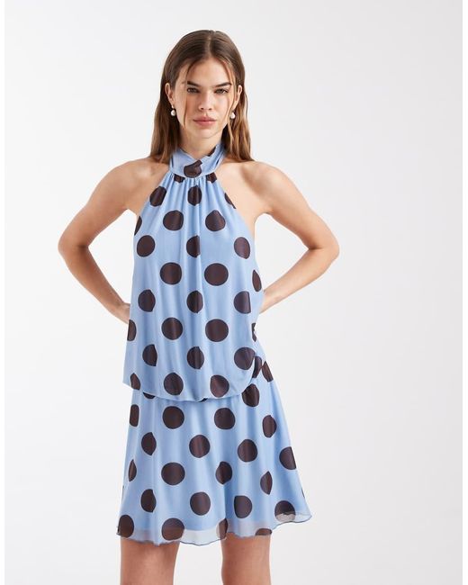 New Look Blue Halterneck Mini Dress