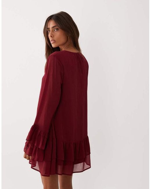 Miss Selfridge Red Chiffon Ruffle Mini Dress