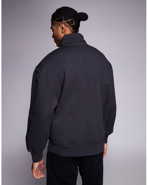 Sweat oversize à col zippé en tissu épais 400 g/m 2 ASOS pour homme en coloris Blue