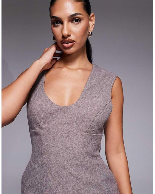 ASOS Purple Structured Wave Neckline Mini Dress